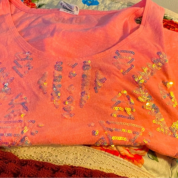 SALE 3/$12 NWOT PINK tank top,hot pink stretch cotton blend,ABS sequins, S - Picture 11 of 11